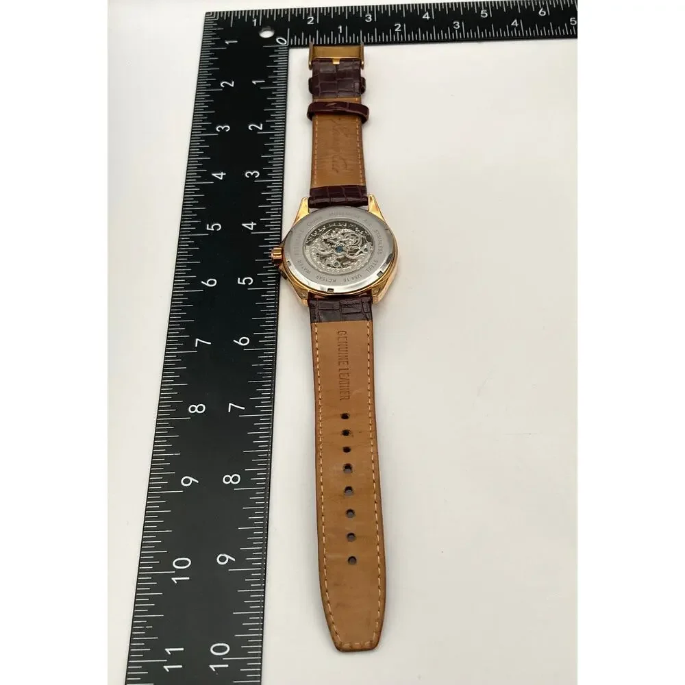 Kenneth Cole KC1549  Mens Automatic Watch 42mm Skeleton Back - WR  Leather Strap - Picture 11 of 13